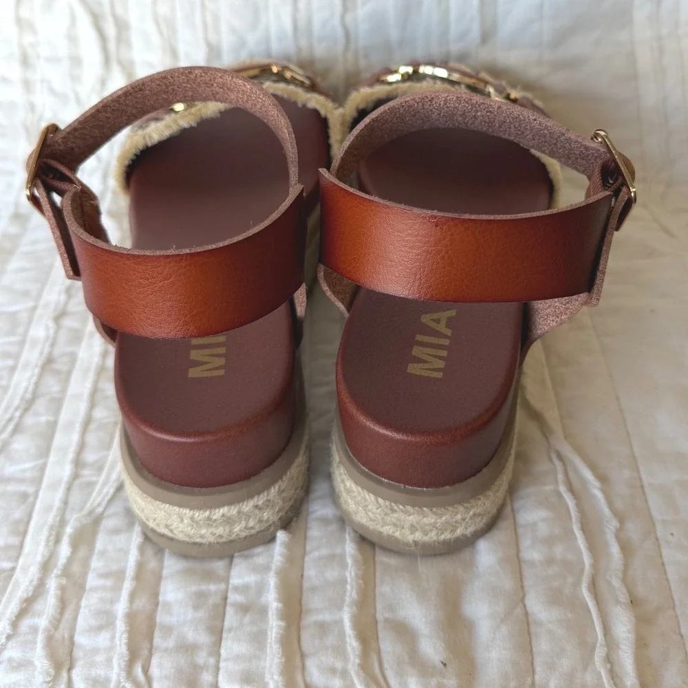 MIA Platform Espadrille Sandals Brown Lug Sole Coastal Casual Festival Boho 7
